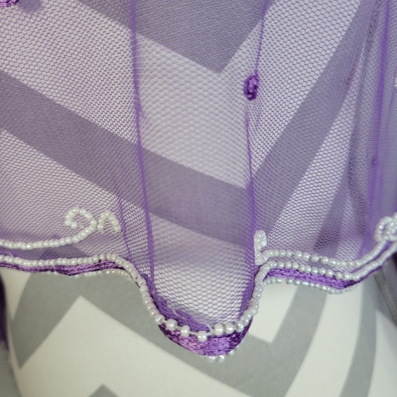 Womans Sheer Sterling Styles Purple Beaded Scarf Few issues on the back - Picture 9 of 12
